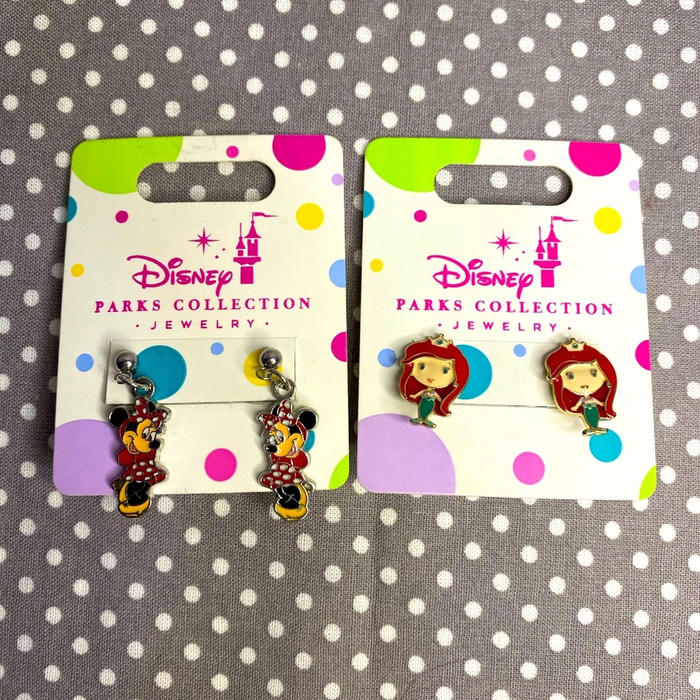 Disney Parks Minnie Mouse and Little Mermaid Earring Bundle
